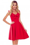  307-1 POLA dress with frills on the neckline - red 