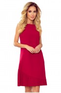  308-2 KARINE - trapezoidal dress with asymmetrical pleat - red 
