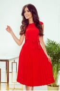  311-1 LILA Pleated dress with short sleeves - red 