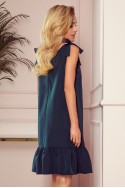  306-2 ROSITA Dress with bows on the shoulders and frill - green 