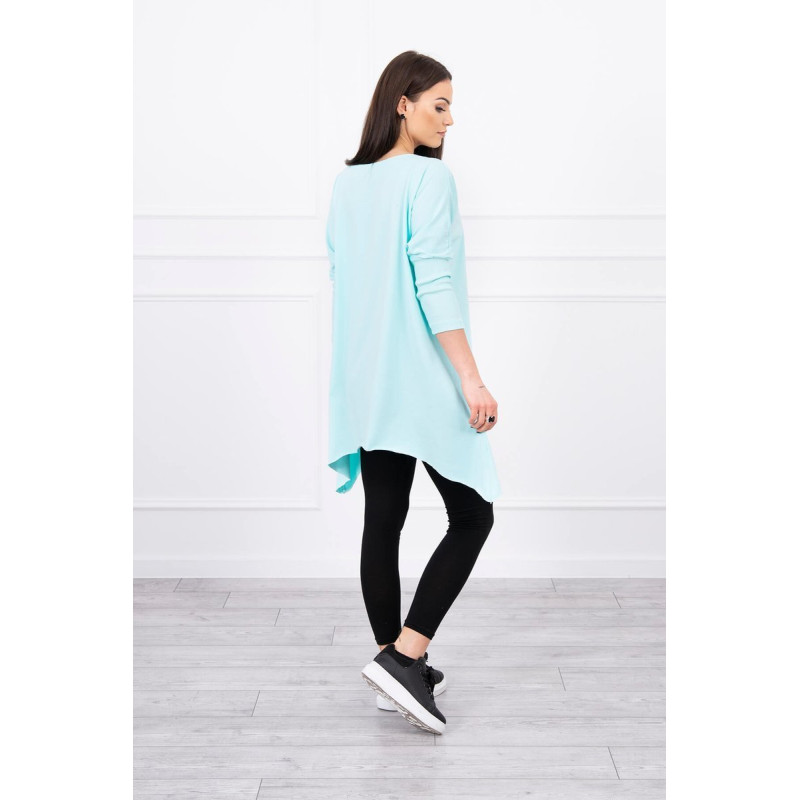 Bluzka oversize z nadrukiem tęczowych ust miętowa 2