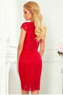  316-1 Lace dress with neckline - red 