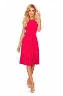  311-5 LILA Pleated dress with short sleeves - raspberry color 