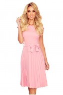  311-7 LILA Pleated dress with short sleeves - powder pink 