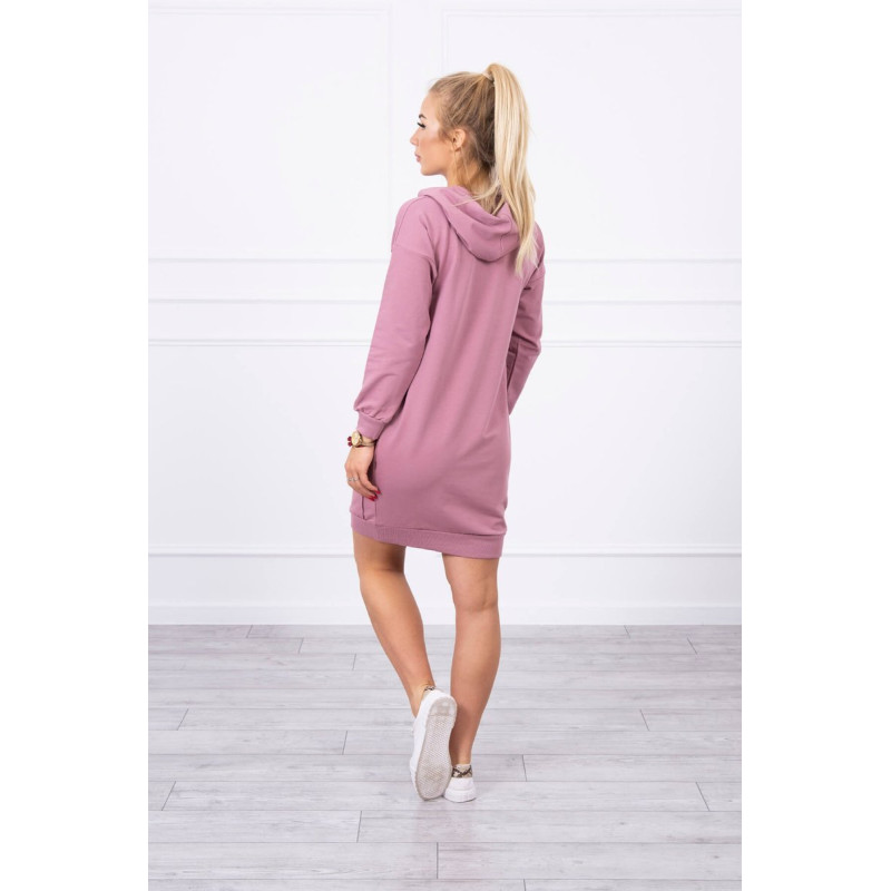Sukienka z kapturem ciemny różowy 2