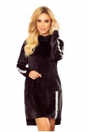  322-3 Hoodie with pockets - black velor 