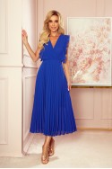  315-2 EMILY Pleated dress with frills and neckline - Blue 
