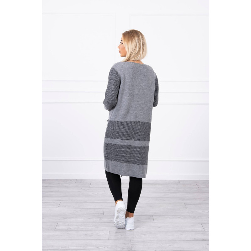 Sweter z klapami szary+czarny 2