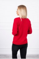 Sweter z dekoltem V czerwony