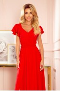  310-2 LIDIA long dress with neckline and frills - red 