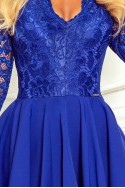  210-12 NICOLLE - dress with longer back with lace neckline - CLASSIC BLUE 