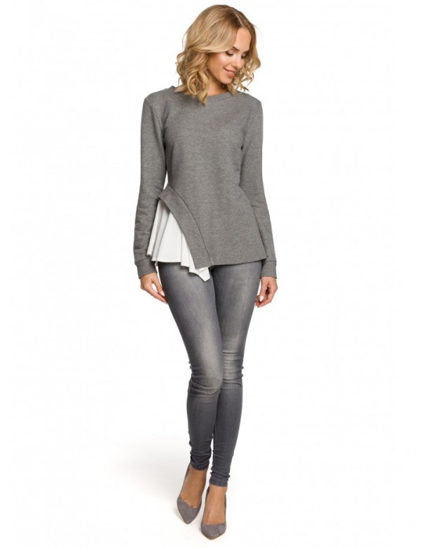 M333 Asymmetric layered blouse - grey