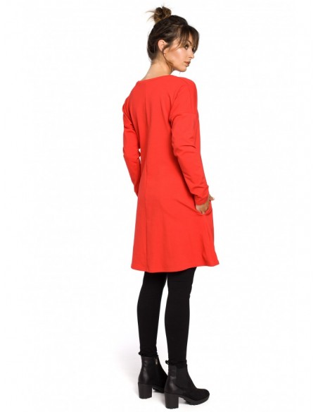 B042 Tunic with a front split - red