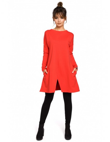 B042 Tunic with a front split - red
