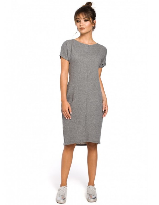 B050 Midi dress with in-seam pockets - grey