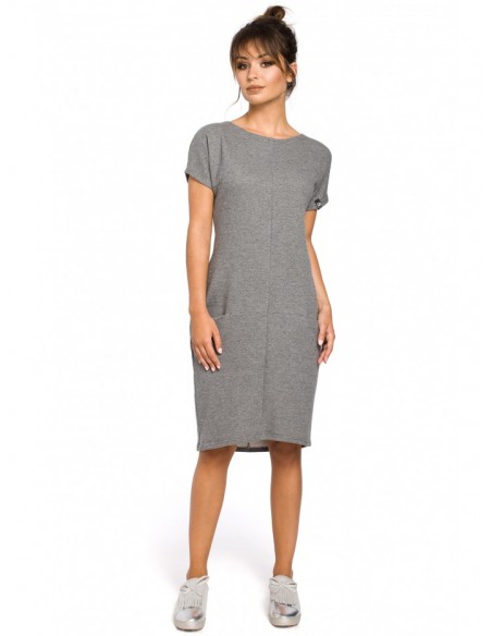 B050 Midi dress with in-seam pockets - grey