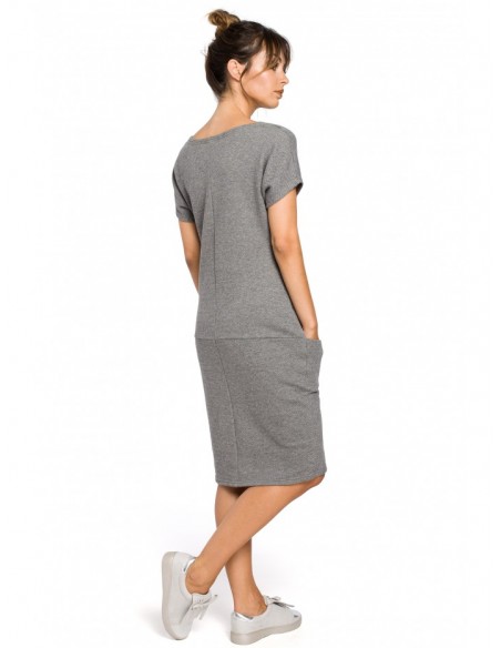 B050 Midi dress with in-seam pockets - grey