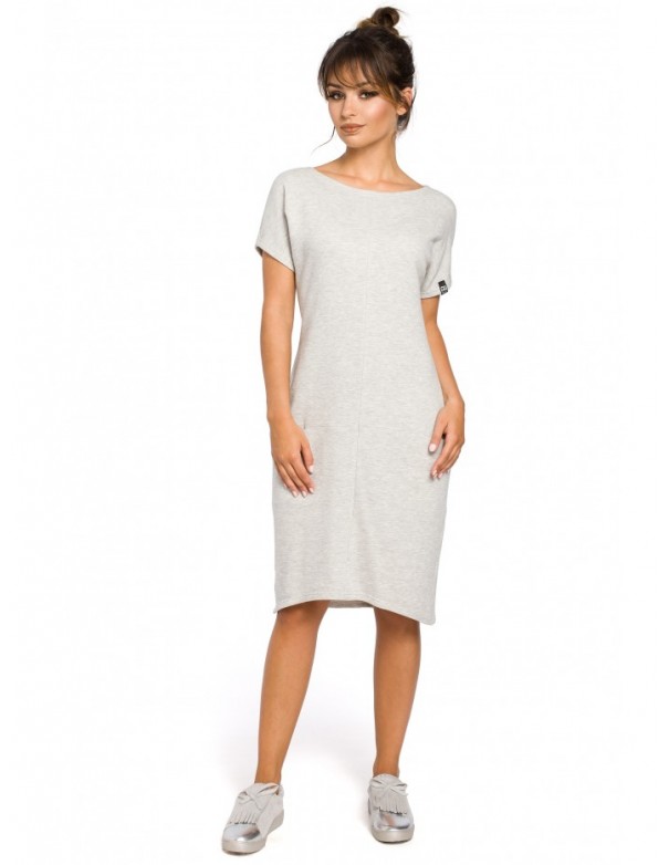B050 Midi dress with in-seam pockets - light grey