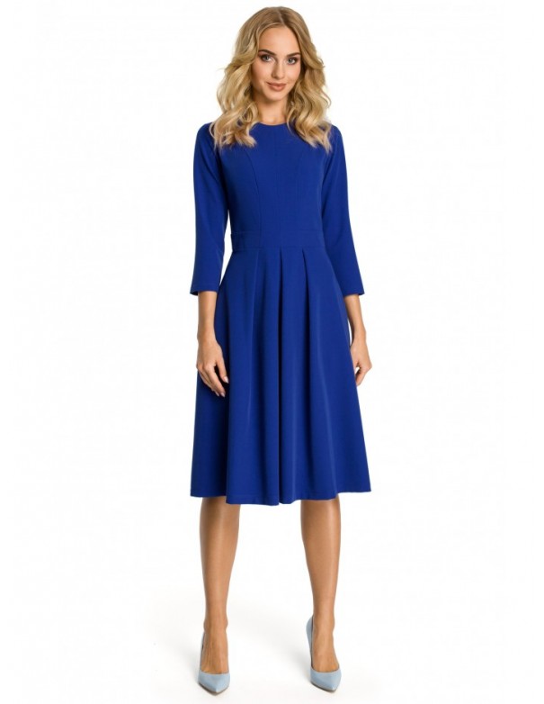 M335 Dress with box pleat in front - royal blue