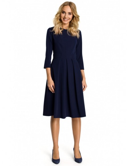 M335 Dress with box pleat in front - navy blue