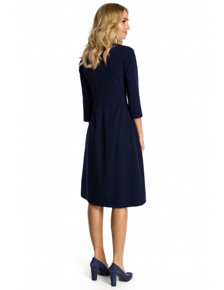 M335 Dress with box pleat in front - navy blue