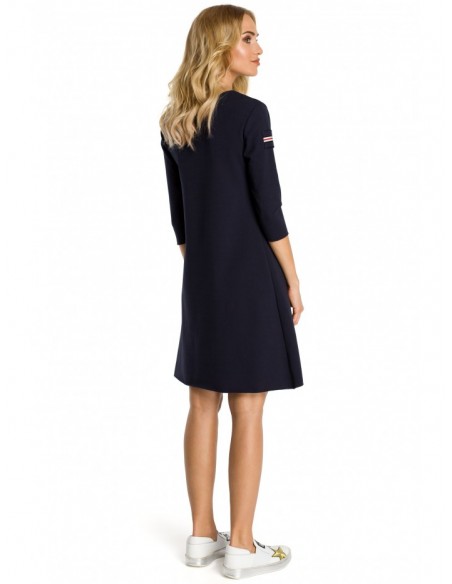 M343 Trapeze dress with stripe detailing - navy blue