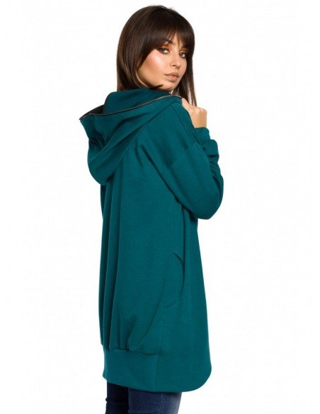 B054 Zip through oversized hoodie - green