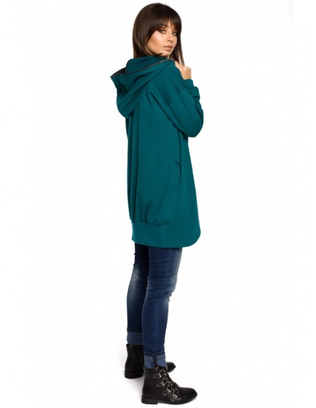 B054 Zip through oversized hoodie - green