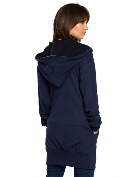 B054 Zip through oversized hoodie - navy blue