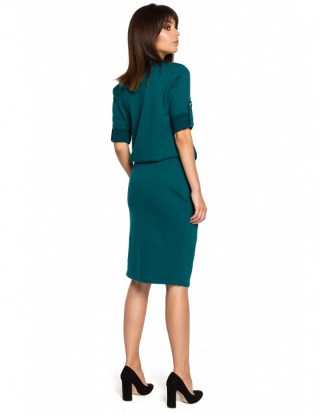 B056 Shirt style knit dress - green