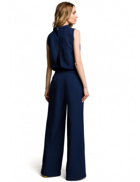 M382 Jumpsuit with split back - navy blue