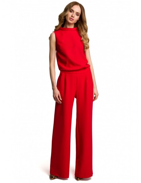 M382 Jumpsuit with split back - red