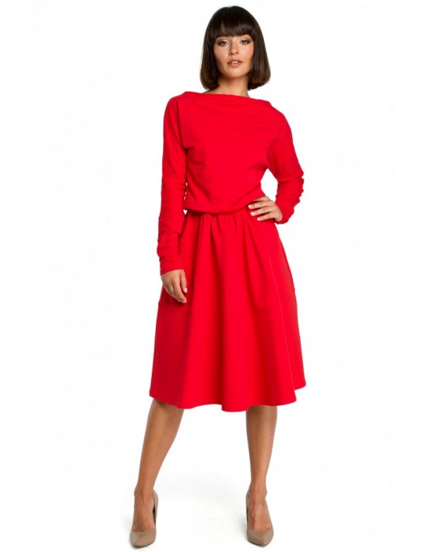 B087 Dress fit and flare midi - red