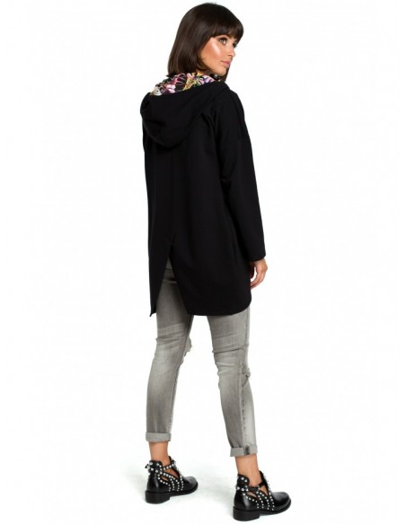 B091 Oversized zipped hoodie - black