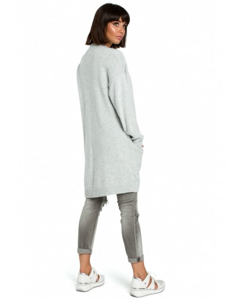 BK001 Long cardigan - grey melange