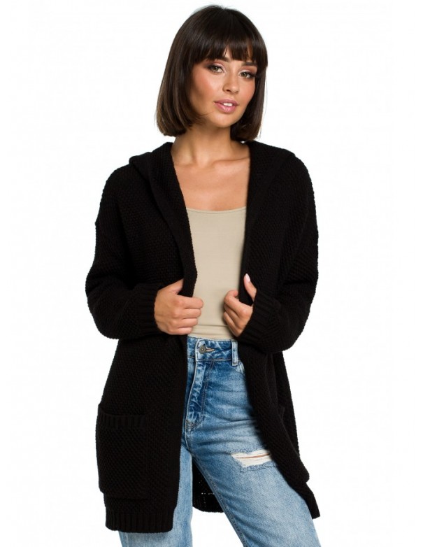 BK002 Hooded cardigan - black