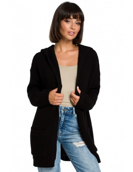 BK002 Hooded cardigan - black