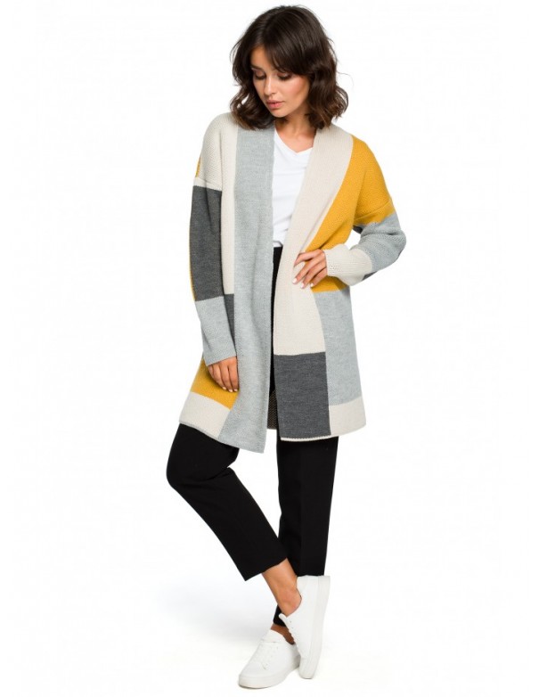 BK011 Colourblock cardigan - model 1 (graphite)