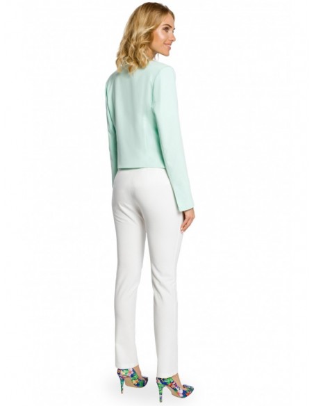 M031 Long sleeve collarless asymmetric open front jacket - mint