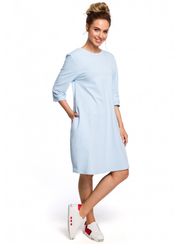 M417 Shift dress with a plunging back neckline - light blue