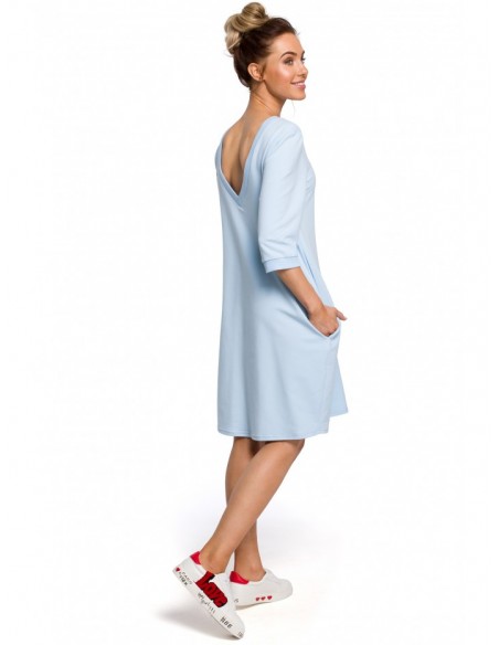 M417 Shift dress with a plunging back neckline - light blue