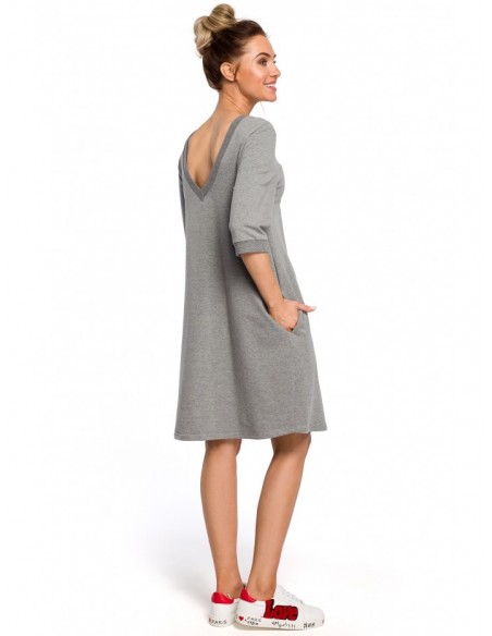 M417 Shift dress with a plunging back neckline - grey