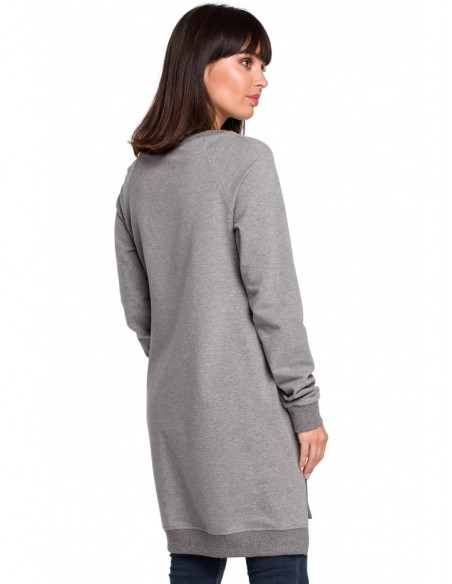 B101 Oversized sweatshirt - tunicwith split sides - grey