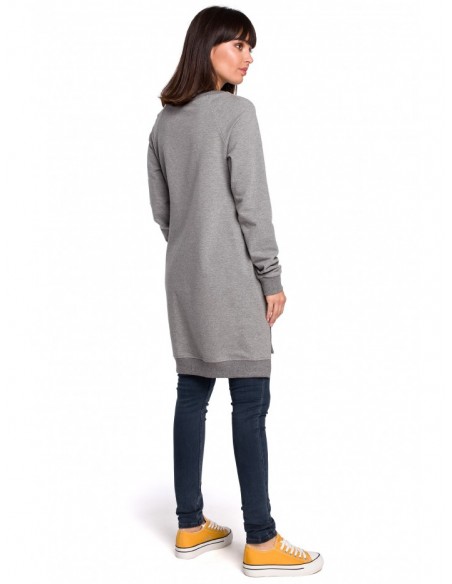 B101 Oversized sweatshirt - tunicwith split sides - grey