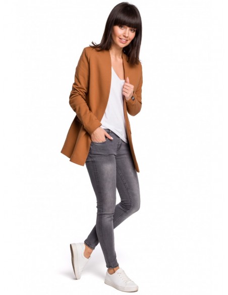 B102 Cotton-blend open blazer - caramel