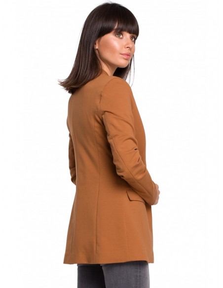 B102 Cotton-blend open blazer - caramel