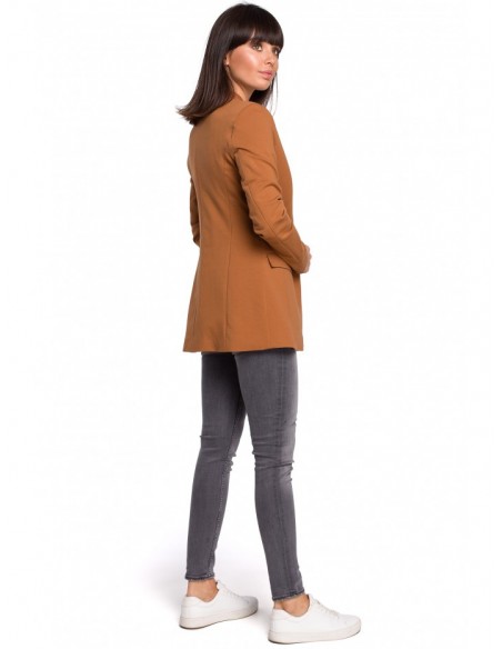 B102 Cotton-blend open blazer - caramel