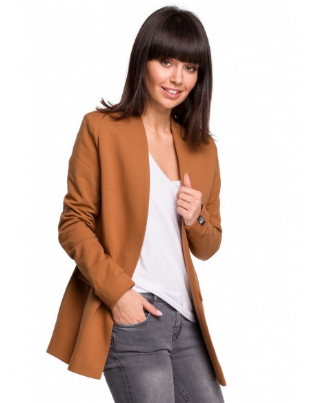 B102 Cotton-blend open blazer - caramel