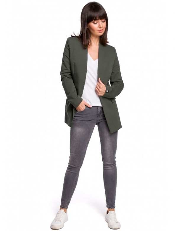 B102 Cotton-blend open blazer - military green