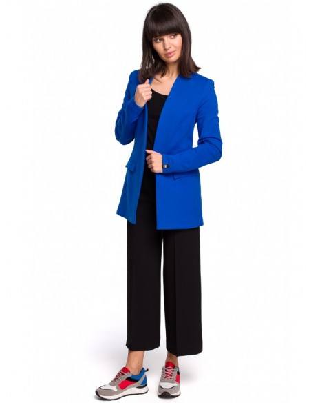 B102 Cotton-blend open blazer - royal blue